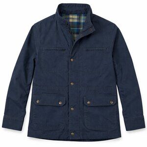 L.L.Bean Utility Field Jacket XL Blue Cotton Blend Plaid Lined Classic Outdoor